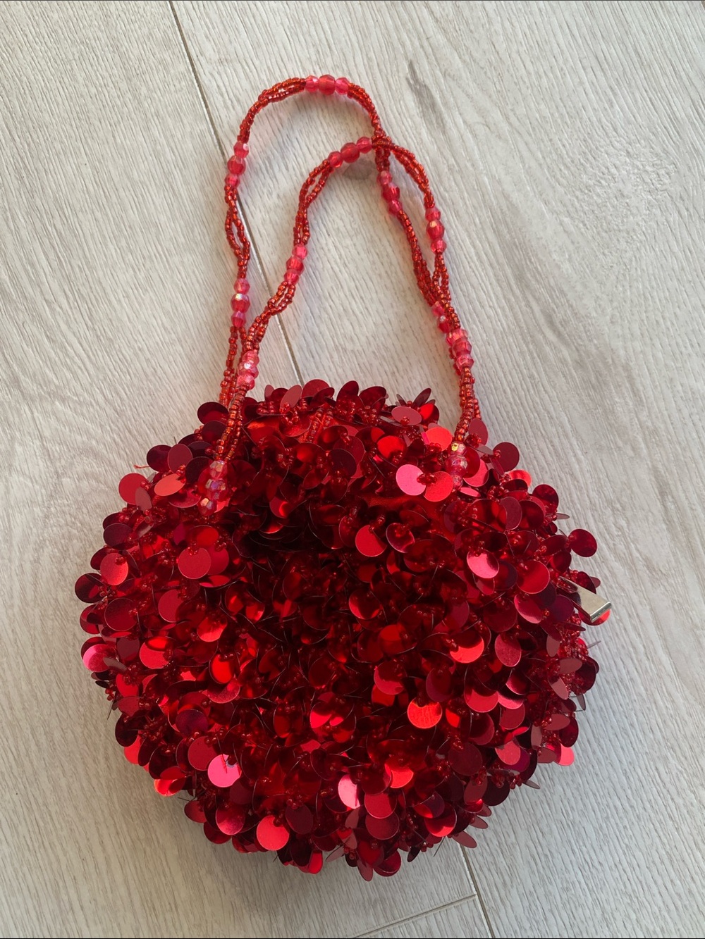 EUC Fun! Red Sequin Pom-Pom Evening Bag - Women